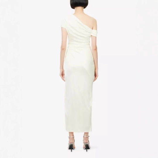 Damen Wickelkleid mit asymmetrischem Oberteil und eleganten Drapierungen EB