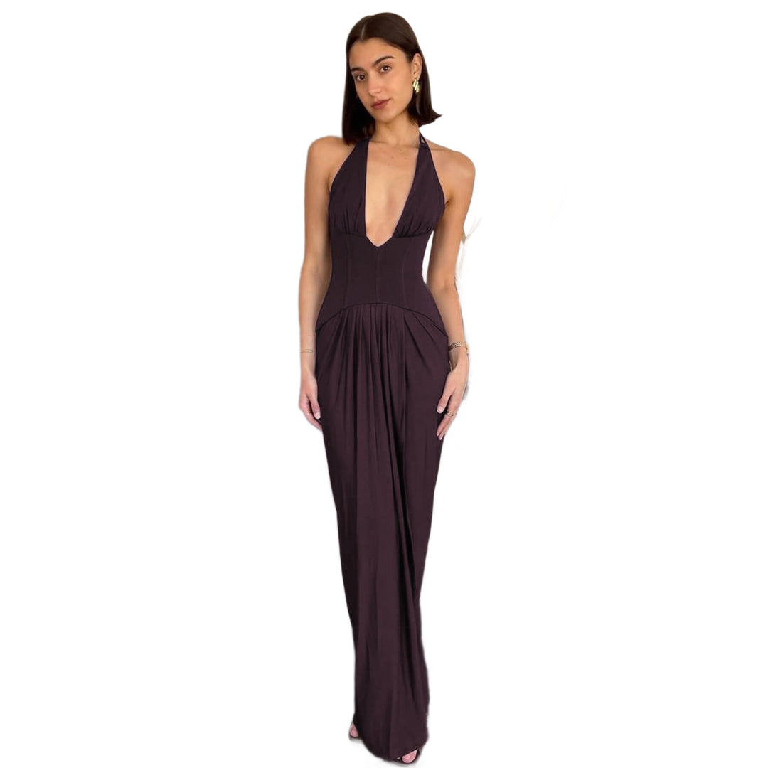 Damen Figurbetontes Abendkleid mit tiefem Ausschnitt und eleganter Drapierung EB