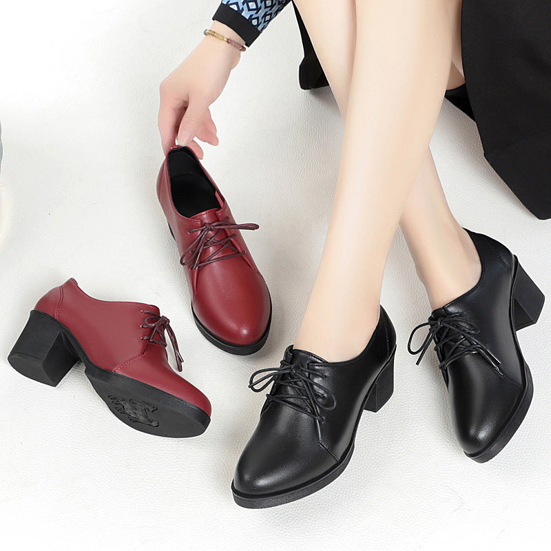 Damen Elegante Schnürschuhe mit bequemen Blockabsatz und modischem Obermaterial EB