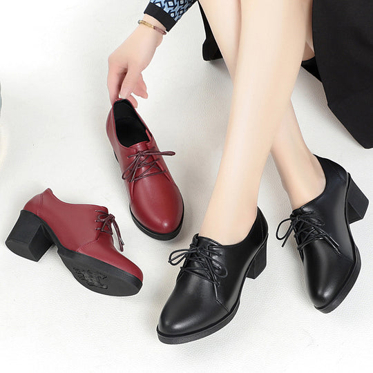 Damen Elegante Schnürschuhe mit bequemen Blockabsatz und modischem Obermaterial EB