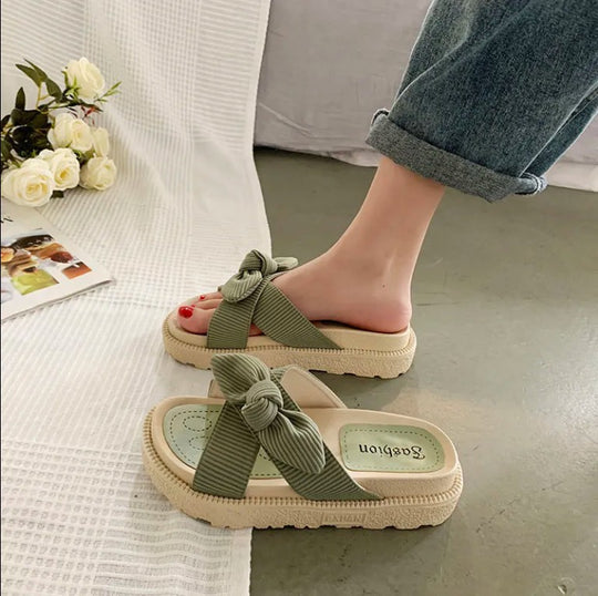 Damen luftige Sandalen mit dekorativem Schleifen-Design EB