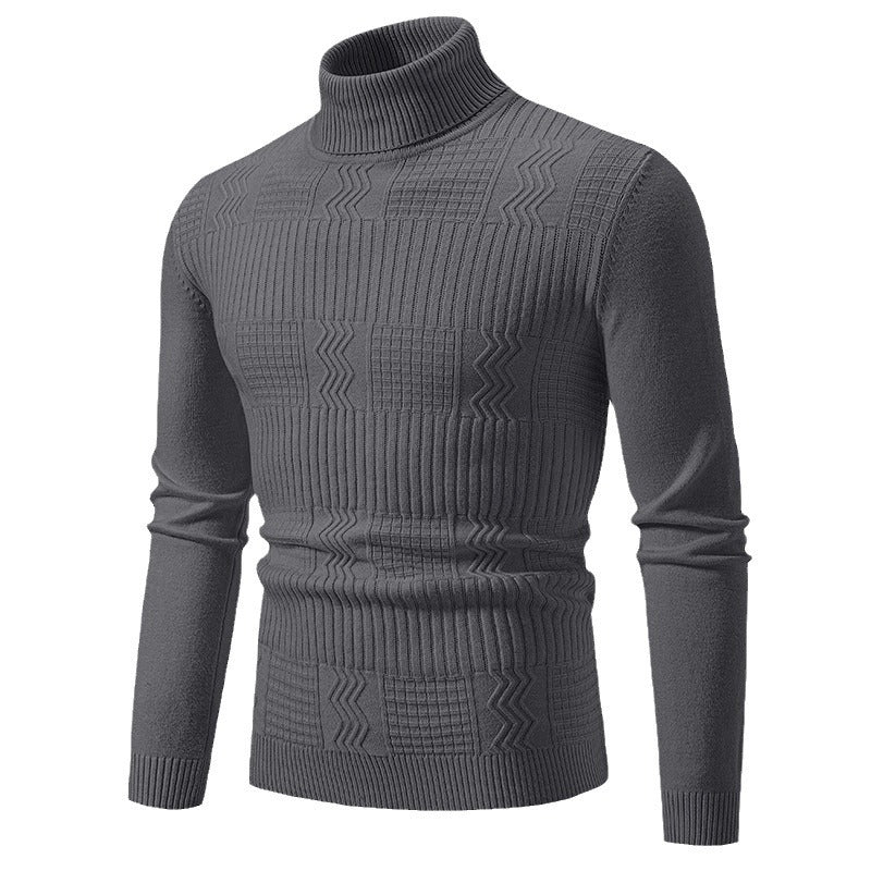 Herren nan strukturierter Rollkragenpullover aus feinem Strickmix mit körpernaher Passform EB