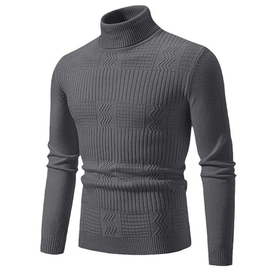 Herren nan strukturierter Rollkragenpullover aus feinem Strickmix mit körpernaher Passform EB