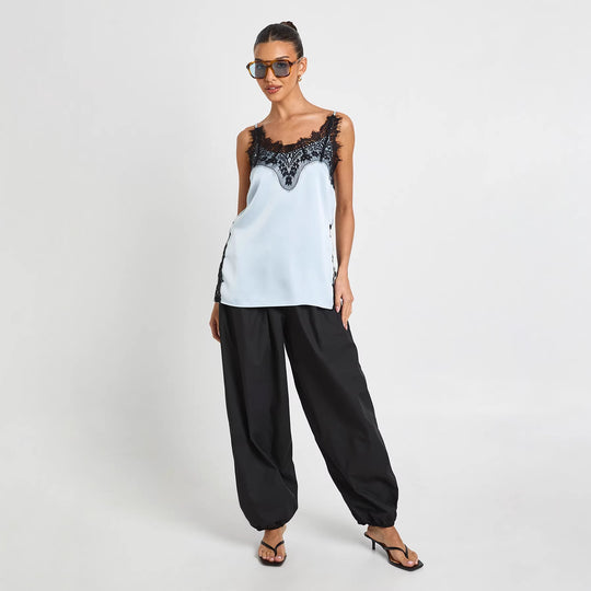 Damen Satin Cami mit Spitzenakzenten EB