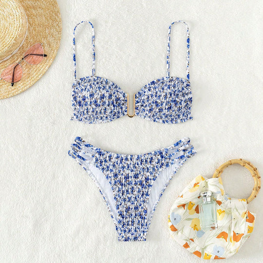 Damen Push-Up-Bikini-Set mit raffinierter Raffung EB