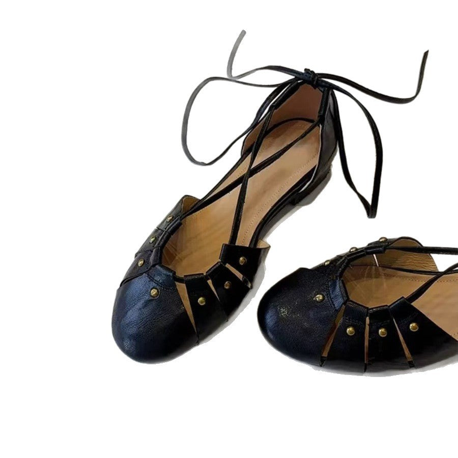 Damen Ballerina-Schuhe mit elegantem Riemendesign und modischen Nieten EB