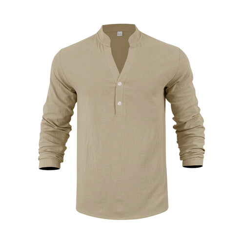Herren Langarm-Henley-Shirt mit bequemen Knöpfen und lässigem Schnitt EB