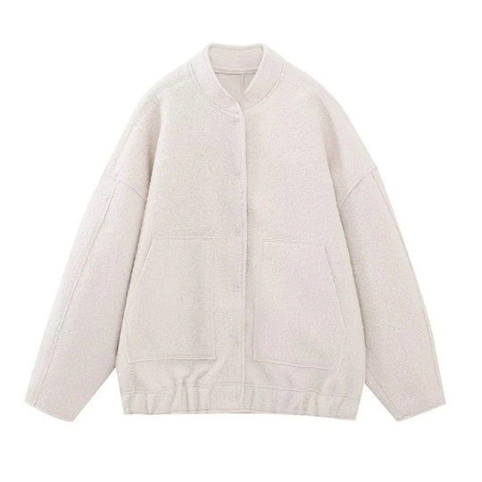 Damen lässige Jacke im Oversized-Stil mit praktischen Taschen EB