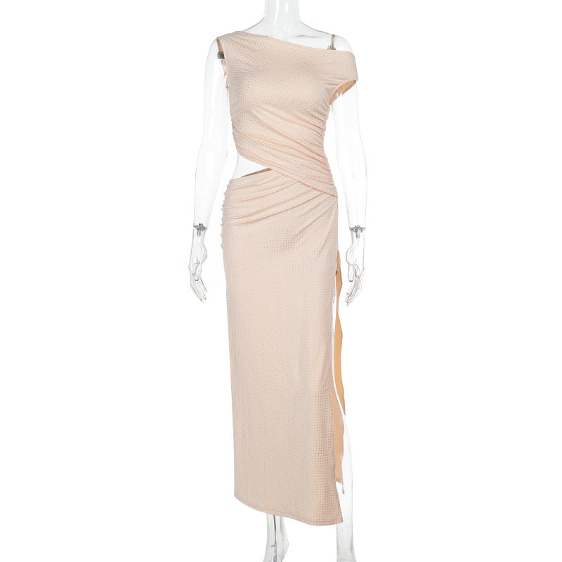 Damen Elegantes Wickelkleid mit asymmetrischem Design und transparentem Einschnitt EB