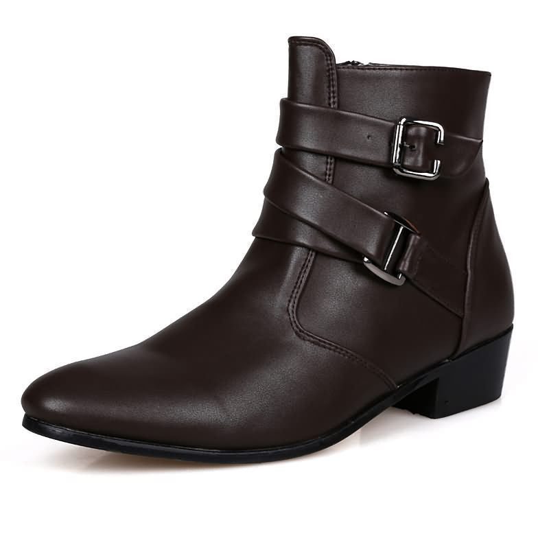 Damen modische Stiefeletten mit elegante Schnallen und strapazierfähigem Obermaterial EB
