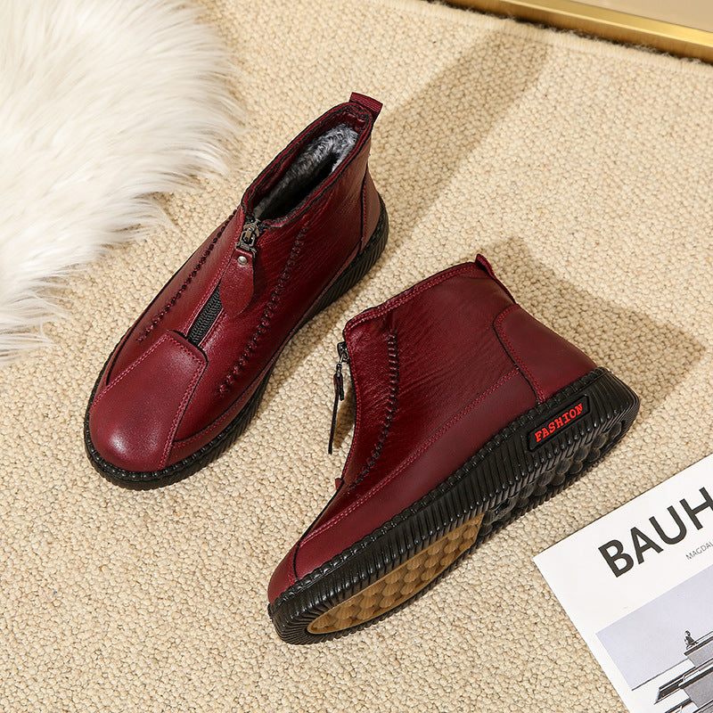 Damen modische Stiefel mit seitlichem Reißverschluss und bequemer Sohle EB