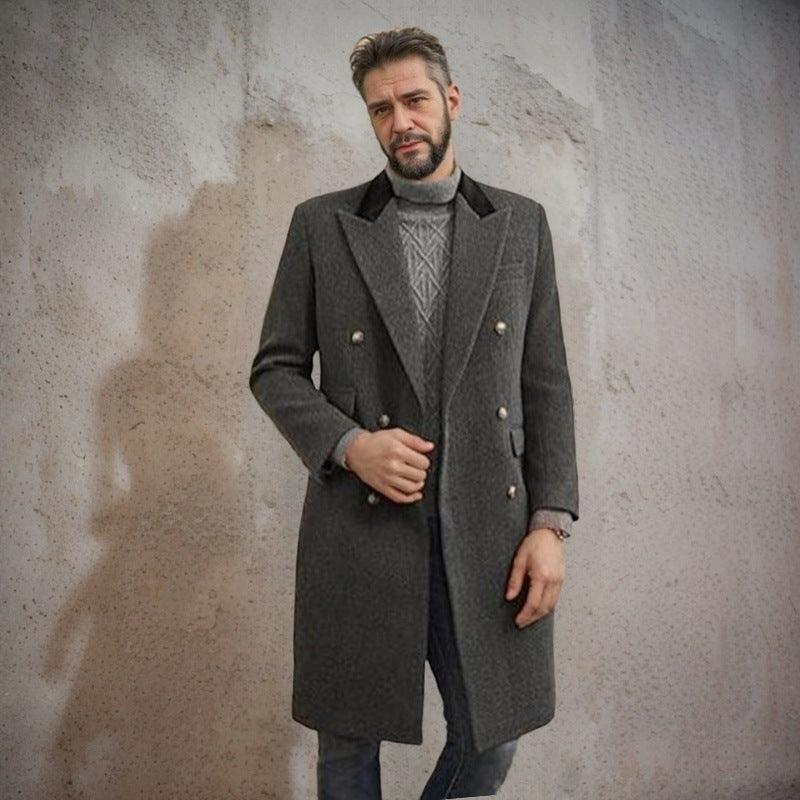Herren eleganter Longblazer mit Doppelreihe EB