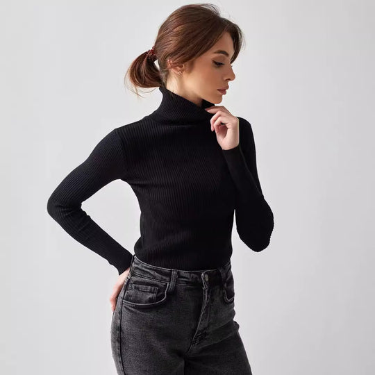 Damen Rollkragenpullover mit geripptem Design und lässigem Schnitt EB
