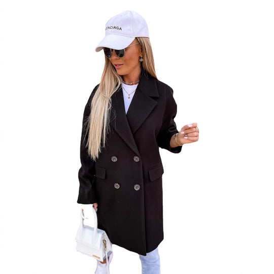 Damen Oversized Trenchcoat mit doppelter Knopfleiste und breitem Kragen EB