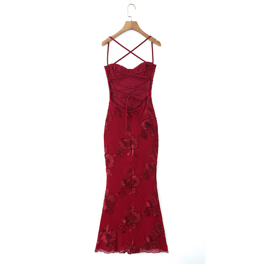 Damen Bodycon Kleid mit floralem Spitzenbesatz EB