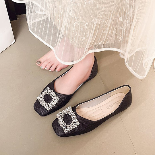 Damen funkelnde Ballerinas mit zierlichem Schmuckdetail EB
