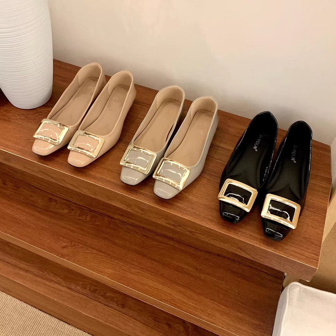 Damen elegante Ballerinas mit modischem Schnallenverschluss EB