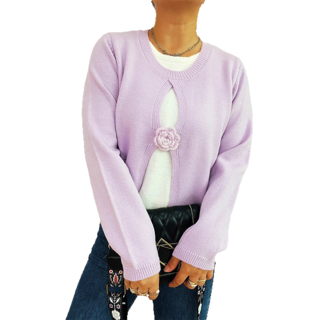 Damen Strickjacke mit verspieltem Blüten-Detail EB