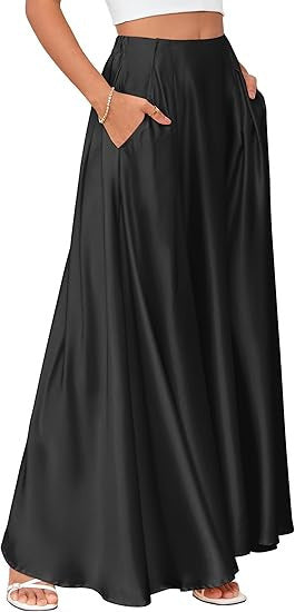 Damen Maxirock mit eleganten Falten und praktischen Taschen EB