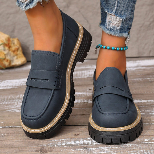 Damen Bequeme Mokassins mit robustem Profil und elastischem Riemendesign EB