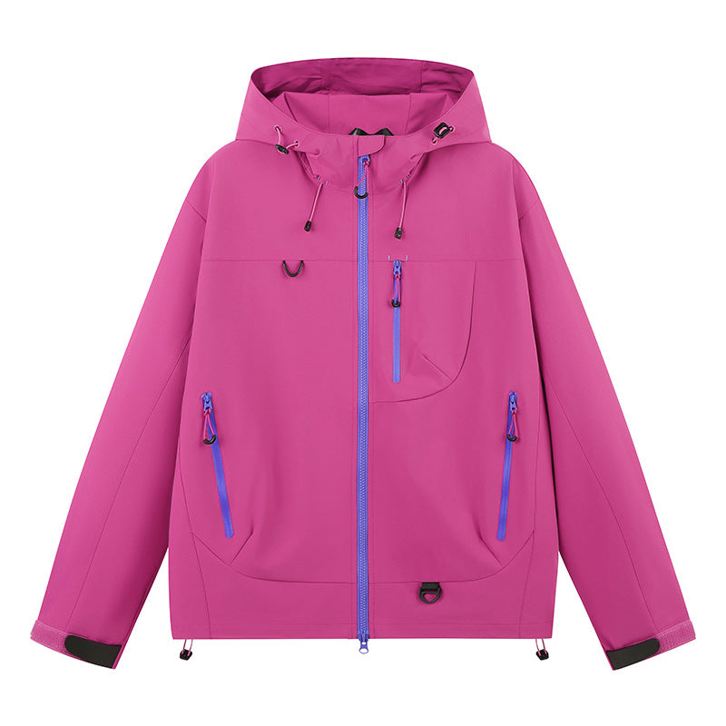 Damen wasserabweisende Outdoor-Jacke mit verstellbarem Kapuzenkragen EB