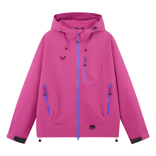 Damen wasserabweisende Outdoor-Jacke mit verstellbarem Kapuzenkragen EB