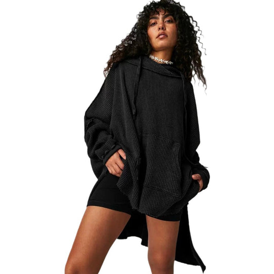 Damen Lässiger Hoodie mit strukturiertem Design und praktischer Kängurutasche EB