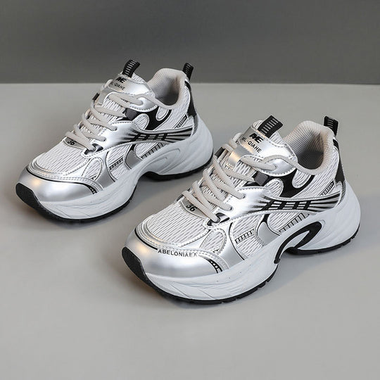 Damen Sportliche Sneaker mit atmungsaktivem Netz-Material und stoßdämpfender Sohle EB
