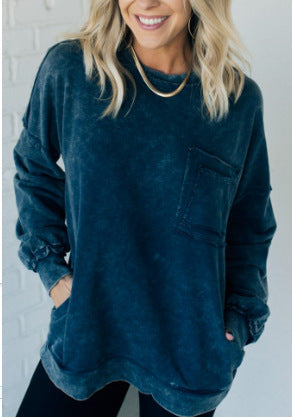 Damen Lässiger Oversized-Sweatshirt mit Rüschendetails EB