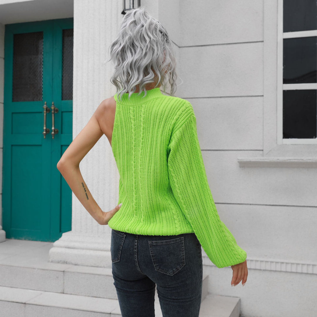 Damen Strickpullover mit asymmetrischem Ausschnitt und hohem Kragen EB