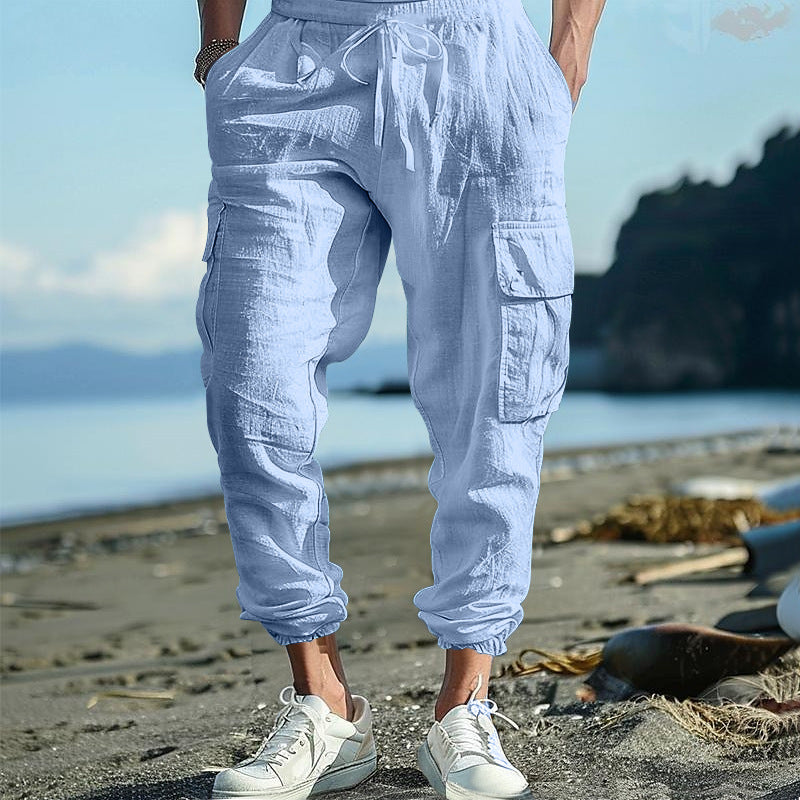 Herren nan lässige Cargo-Jogginghose mit elastischem Bund und großzügigen Seitentaschen EB