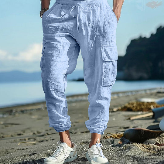 Herren nan lässige Cargo-Jogginghose mit elastischem Bund und großzügigen Seitentaschen EB