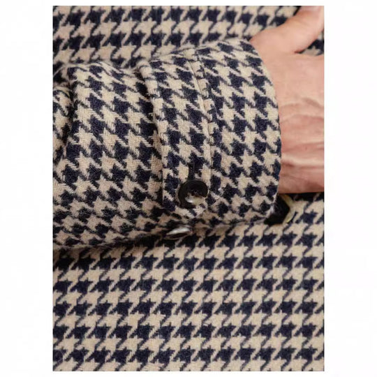 Herren eleganter Karomantel mit praktischen Taschen und modernem Schnitt EB