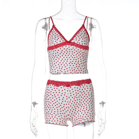 Damen Schlafanzug-Set mit zartem Herzmotiv EB