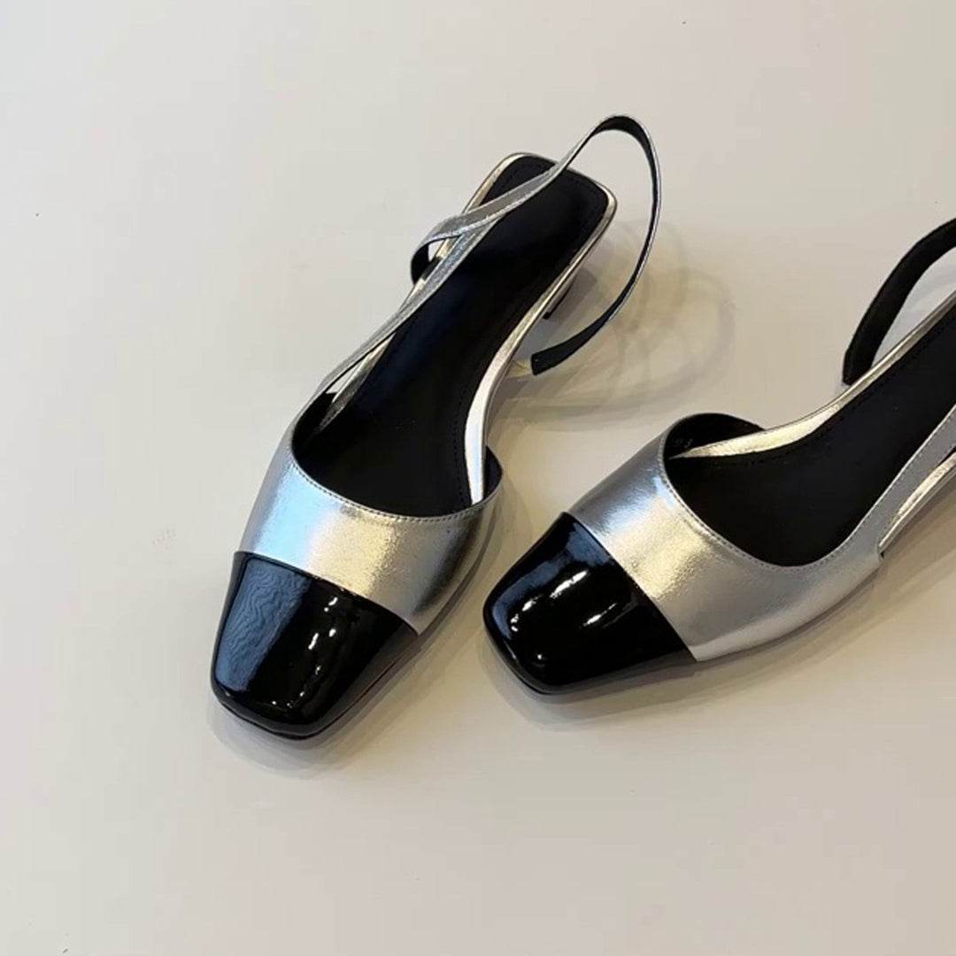 Damen Slingback-Pumps mit glänzender Kappe und modischem Riemchen EB