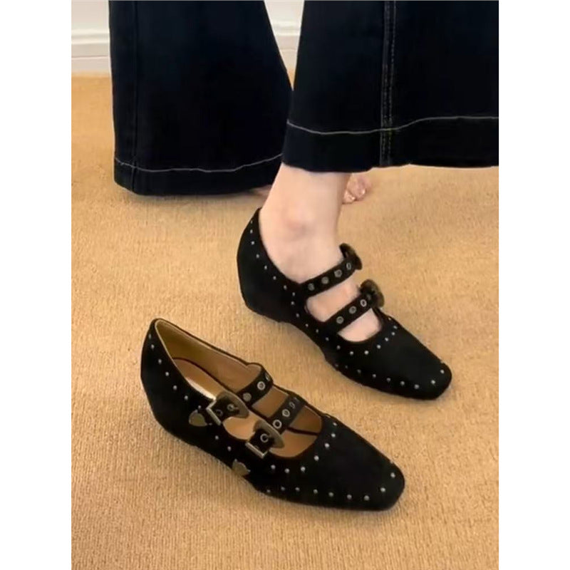 Damen elegante Riemchenpumps mit modischen Schnallen EB