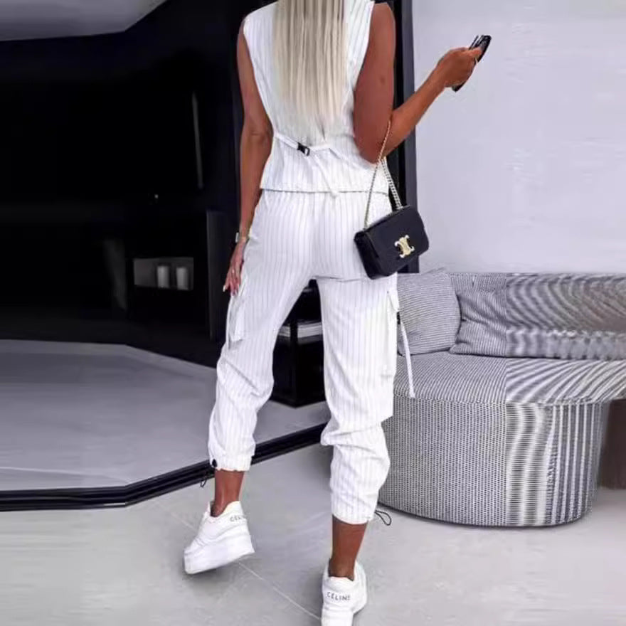 Damen elegantes Anzug-Set mit gestreiftem Design und lässigem Schnitt EB