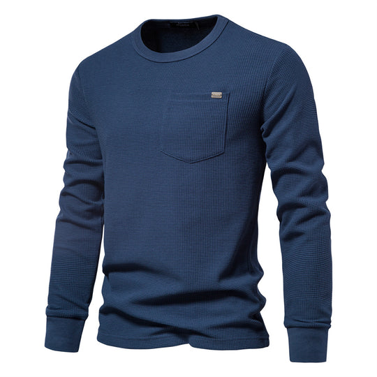 Herren Langarmshirt mit modularem Waffelstruktur und praktischer Brusttasche EB