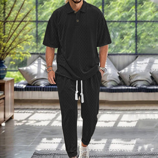 Herren lässiges Freizeit-Set mit strukturiertem Oberteil und bequemen Jogginghosen EB