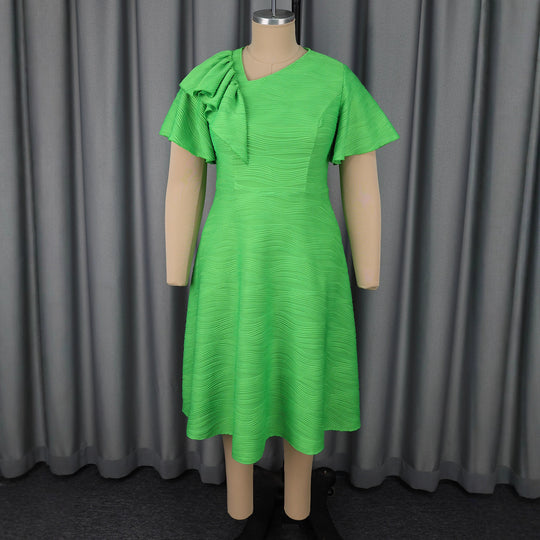 Damen elegantes Midikleid mit Rüschen-Details EB