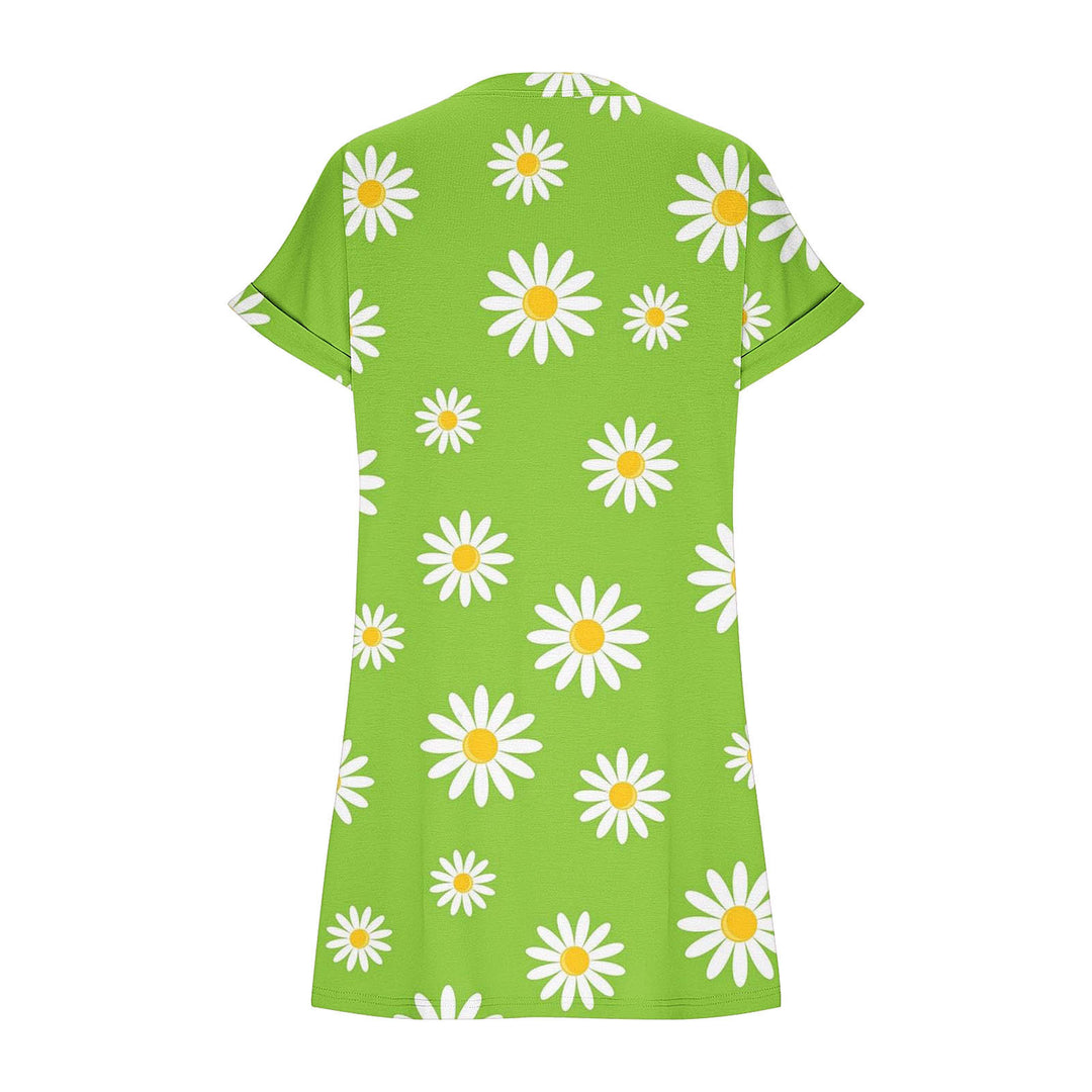Damen lässiges Sommerkleid mit Blumenmuster und praktischen Taschen EB
