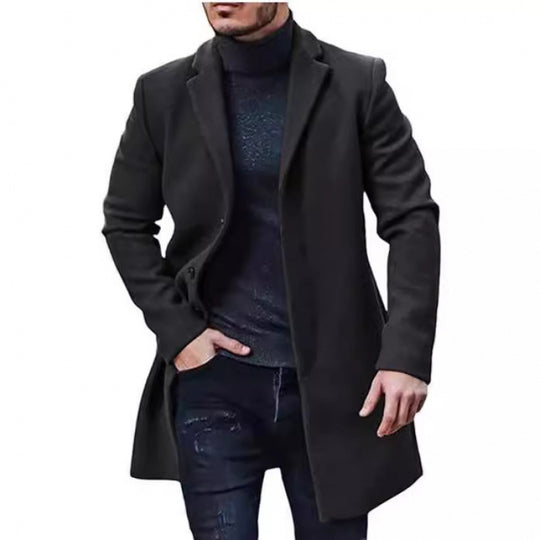 Herren eleganter und klassischer Wollmantel mit schmalem Schnitt EB