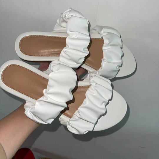 Damen komfortable Riemchensandalen mit elegantem Rüschendesign EB
