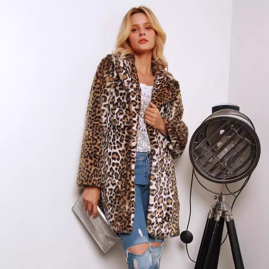 Damen Trendiger Leopardenfell-Cape EB