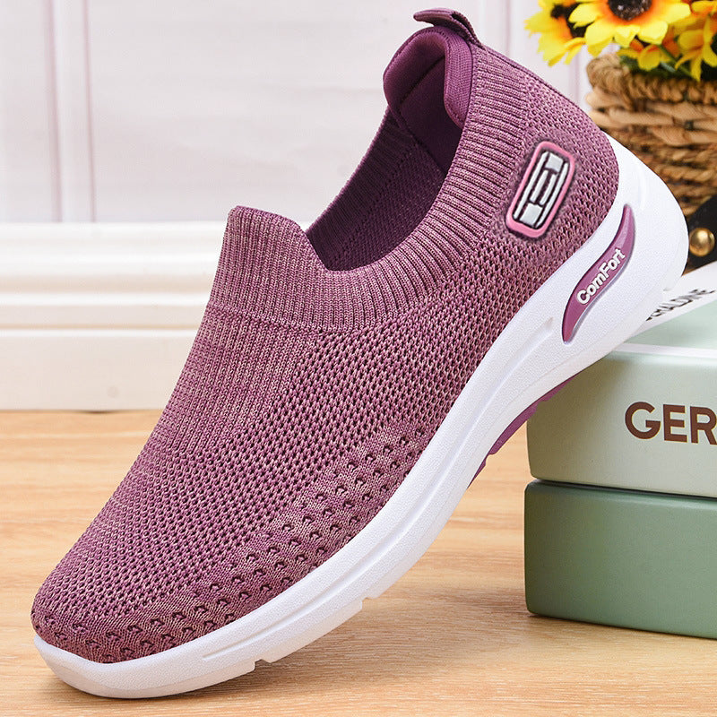 Damen nan nahtloser Strick-Slipper mit elastischem Einstieg und stoßdämpfender Komfortsohle EB