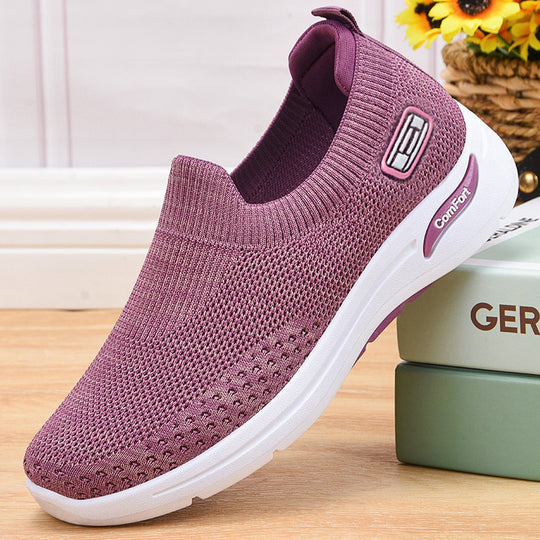 Damen nan nahtloser Strick-Slipper mit elastischem Einstieg und stoßdämpfender Komfortsohle EB