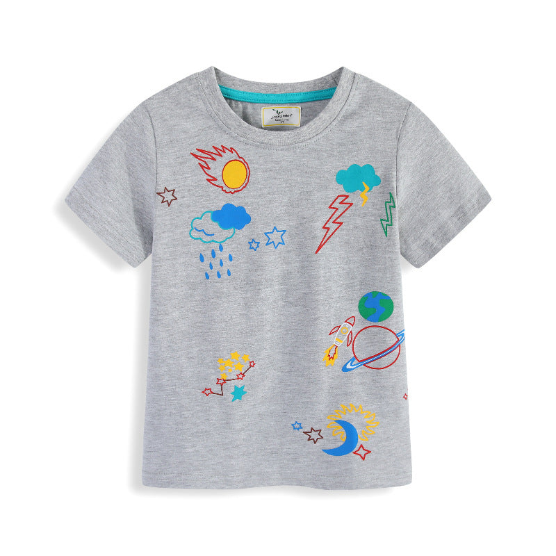 Jungen T-Shirt mit kreativen Weltraumstickereien EB