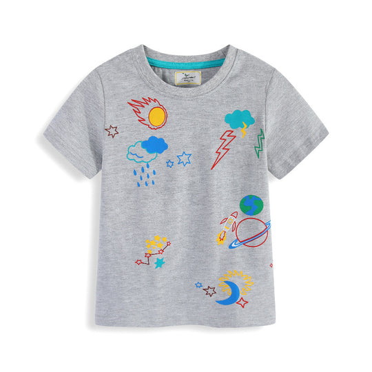 Jungen T-Shirt mit kreativen Weltraumstickereien EB