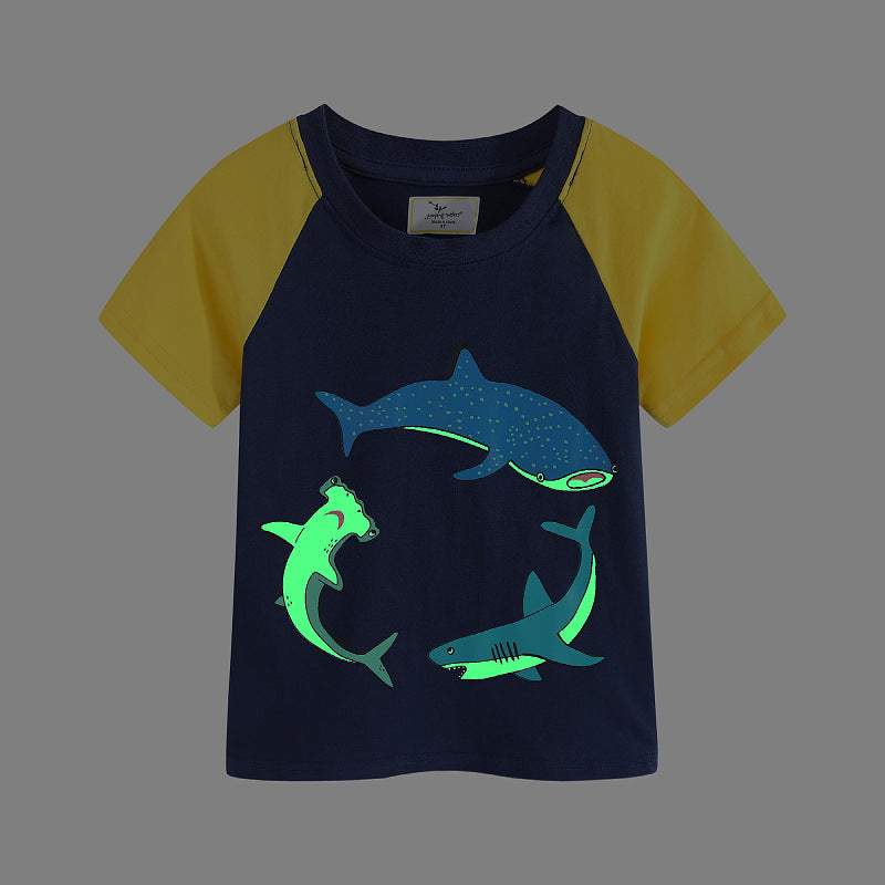 Jungen T-Shirt mit leuchtendem Haifischmotiv EB