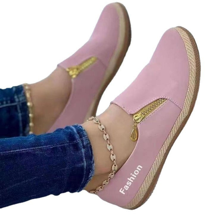 Damen modische Slipper mit elegantem Reißverschluss und bequemer Sohle EB